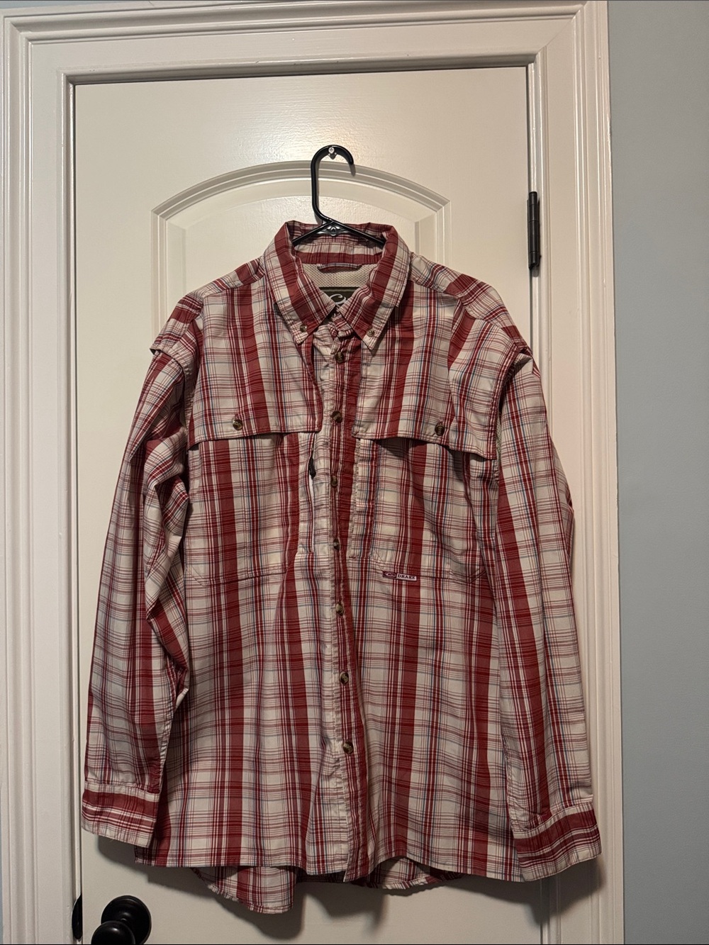 Drake Men's Red Plaid Long-Sleeve Button-Down Shirt